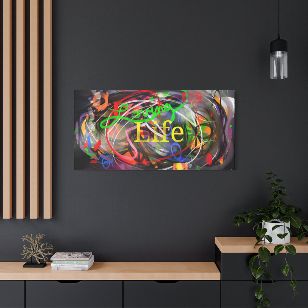 Loving Life Abstract Canvas Wall Art – Colorful Modern Stretched Matte Print