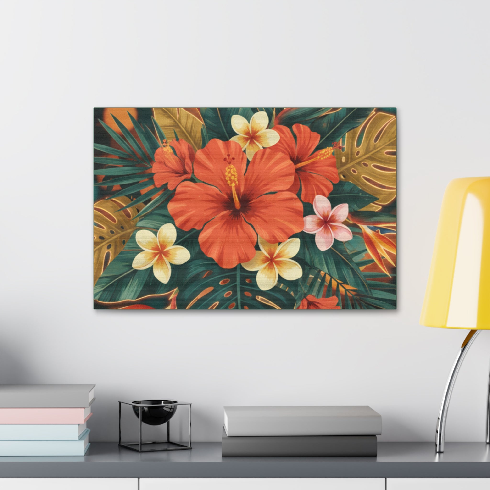 Tropical Hibiscus Canvas Wall Art — Vibrant Floral Stretched Canvas