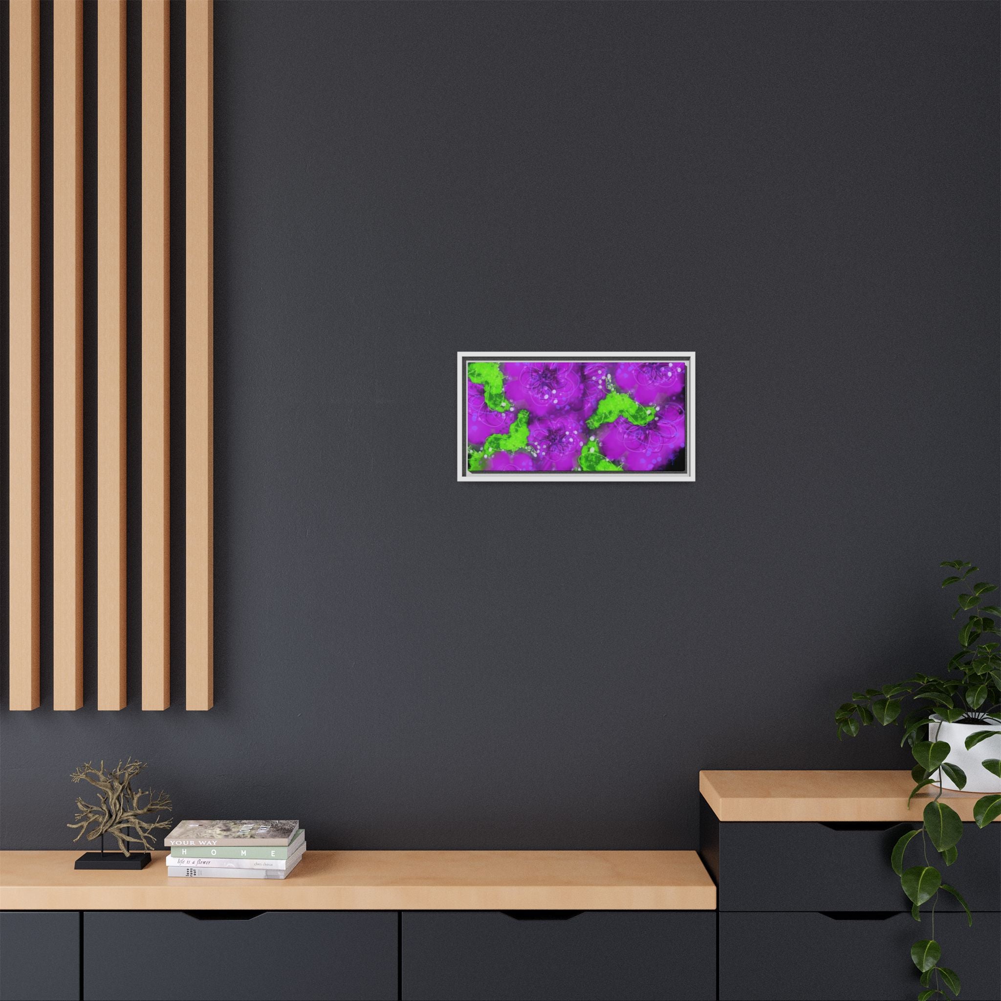 Framed Floral Canvas Print — Matte Multi-Color Blooms Wall Art