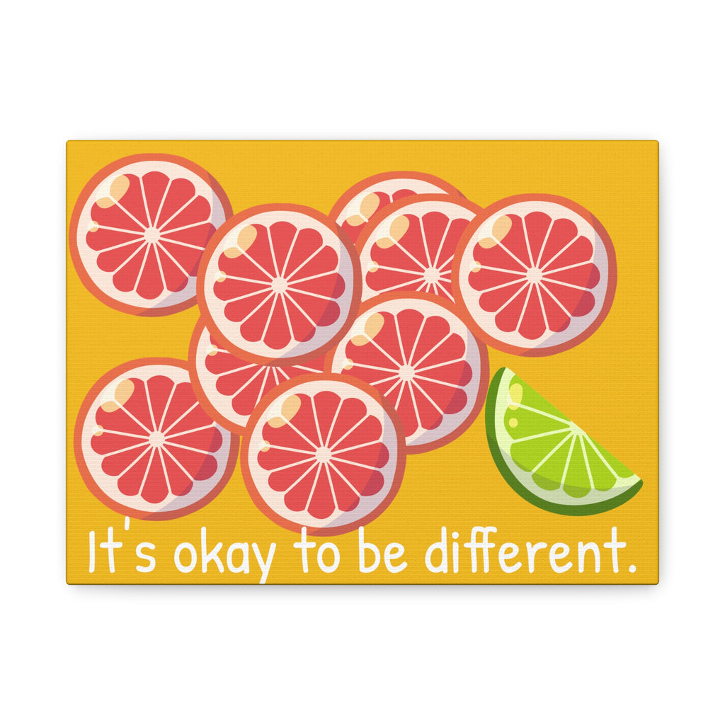 Canvas Wall Art — "It’s Okay to Be Different" Grapefruit & Lime Inspirational Print