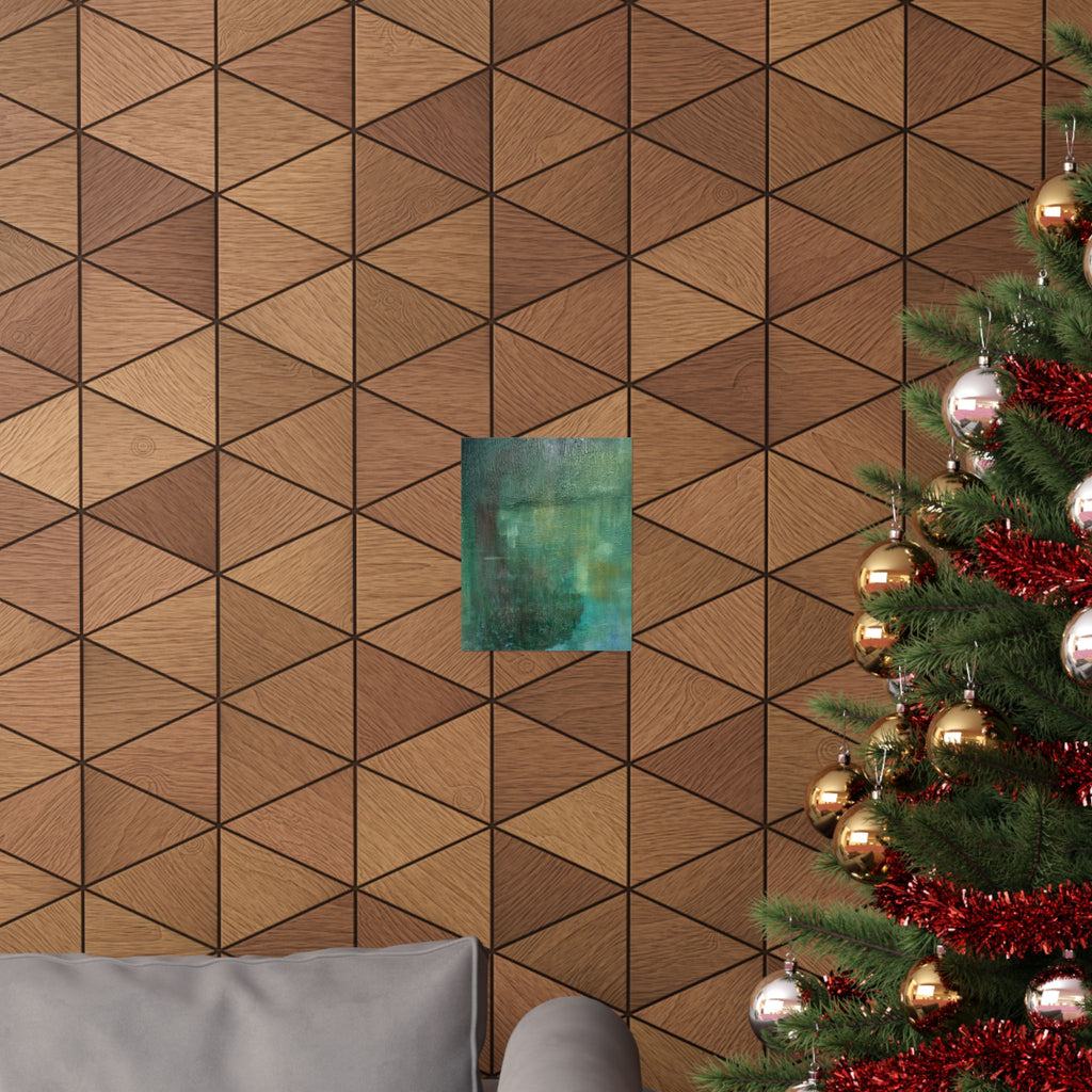 Abstract Teal Canvas Matte Poster — Serene Green Wall Art