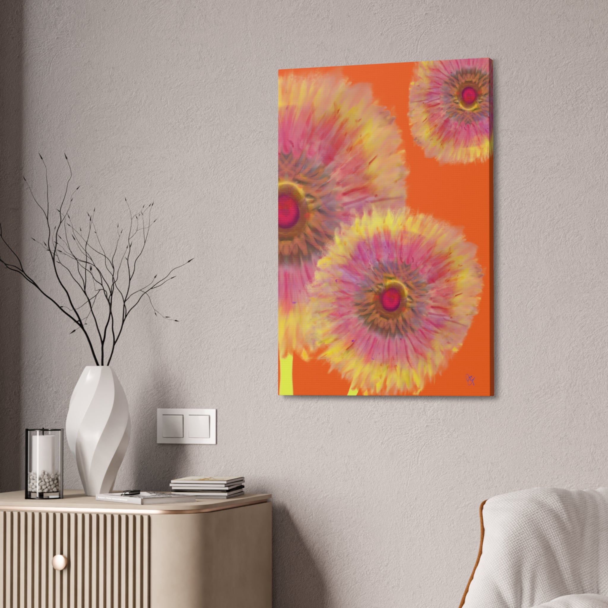 Sunburst Floral Canvas Print – Stretched 1.5'' Wall Art