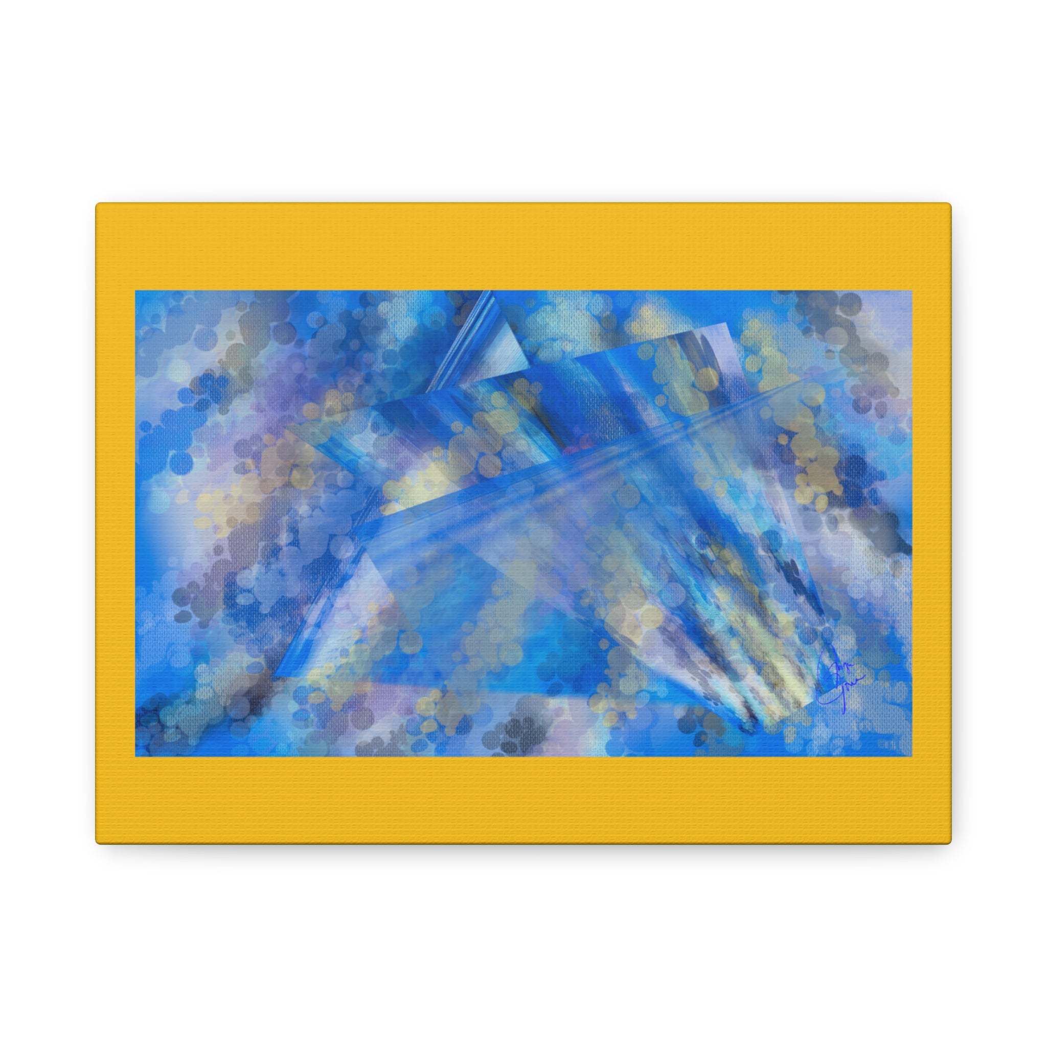 Abstract Blue Bokeh Matte Canvas Wall Art