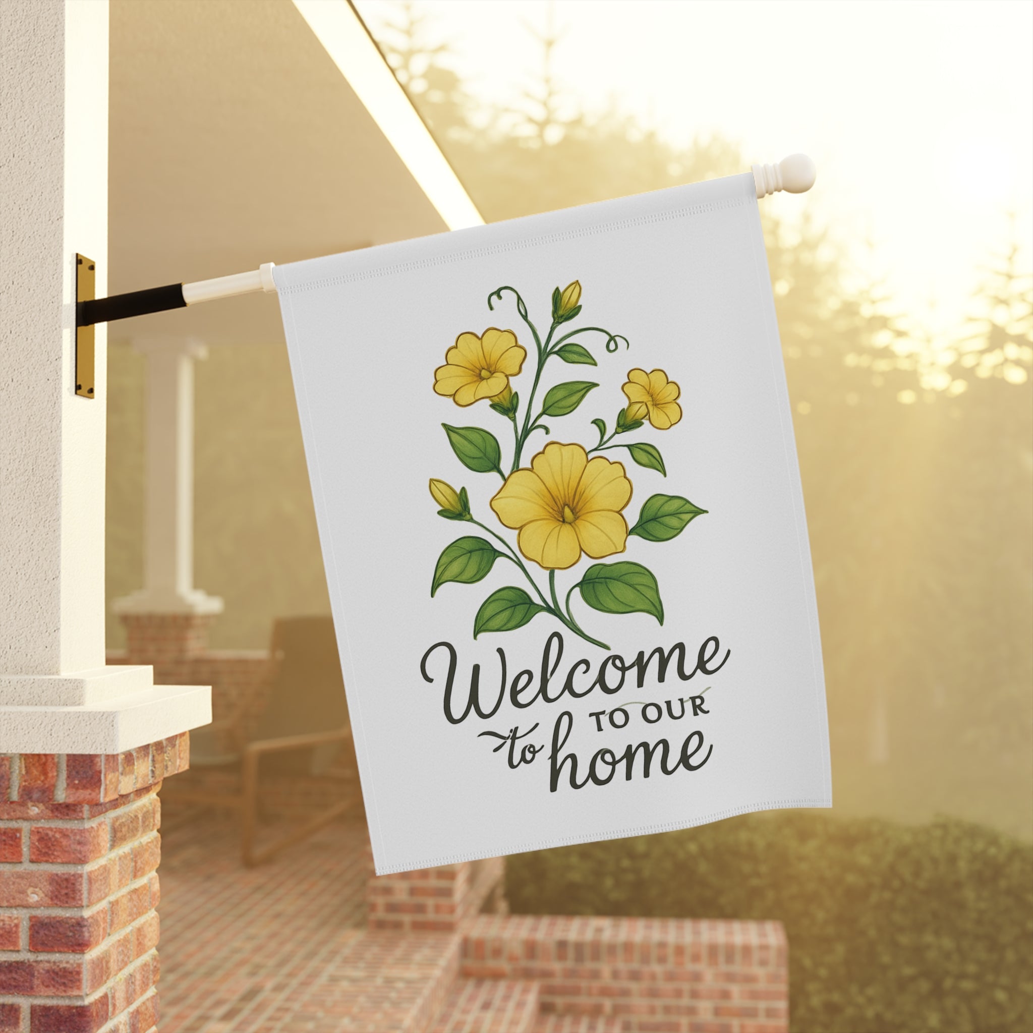 Welcome to Our Home Yellow Floral Garden Flag