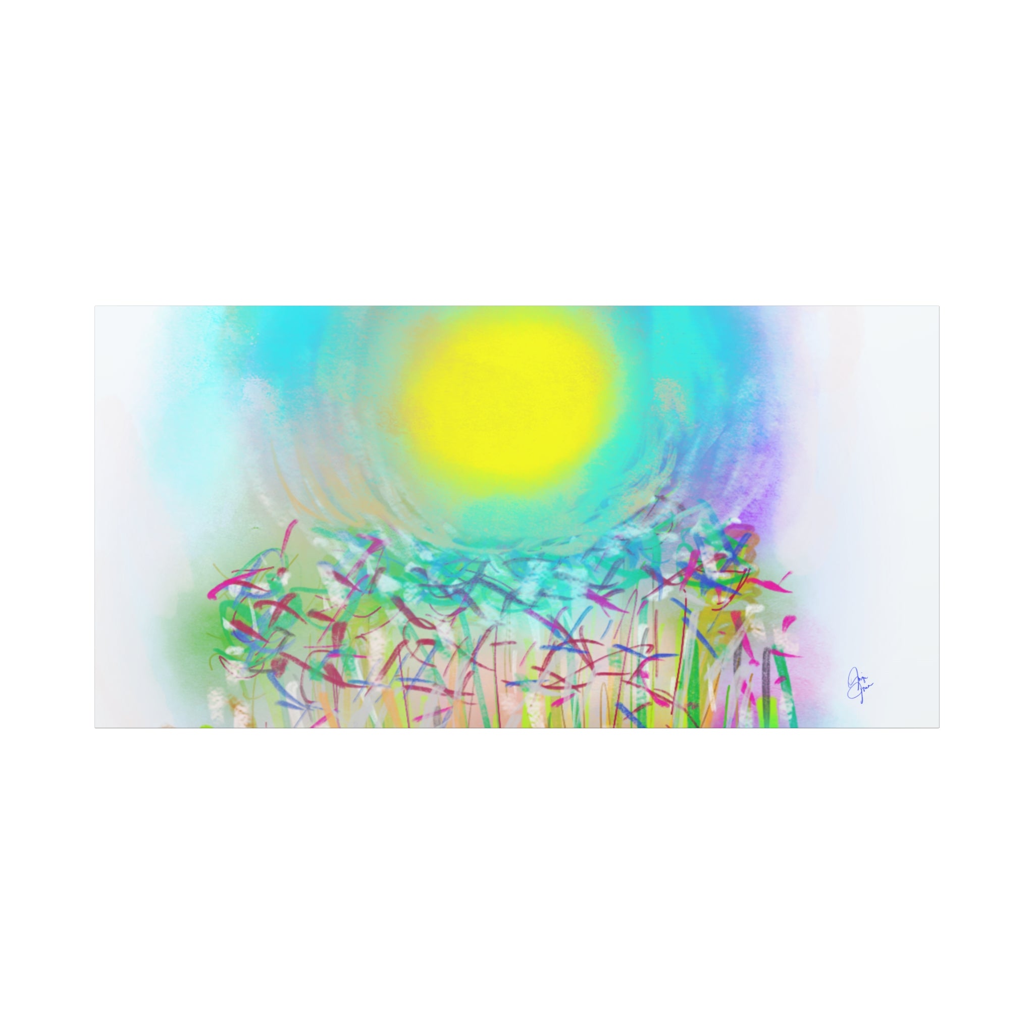 Sunlit Meadow Abstract Canvas Art — Bright Floral Wall Decor