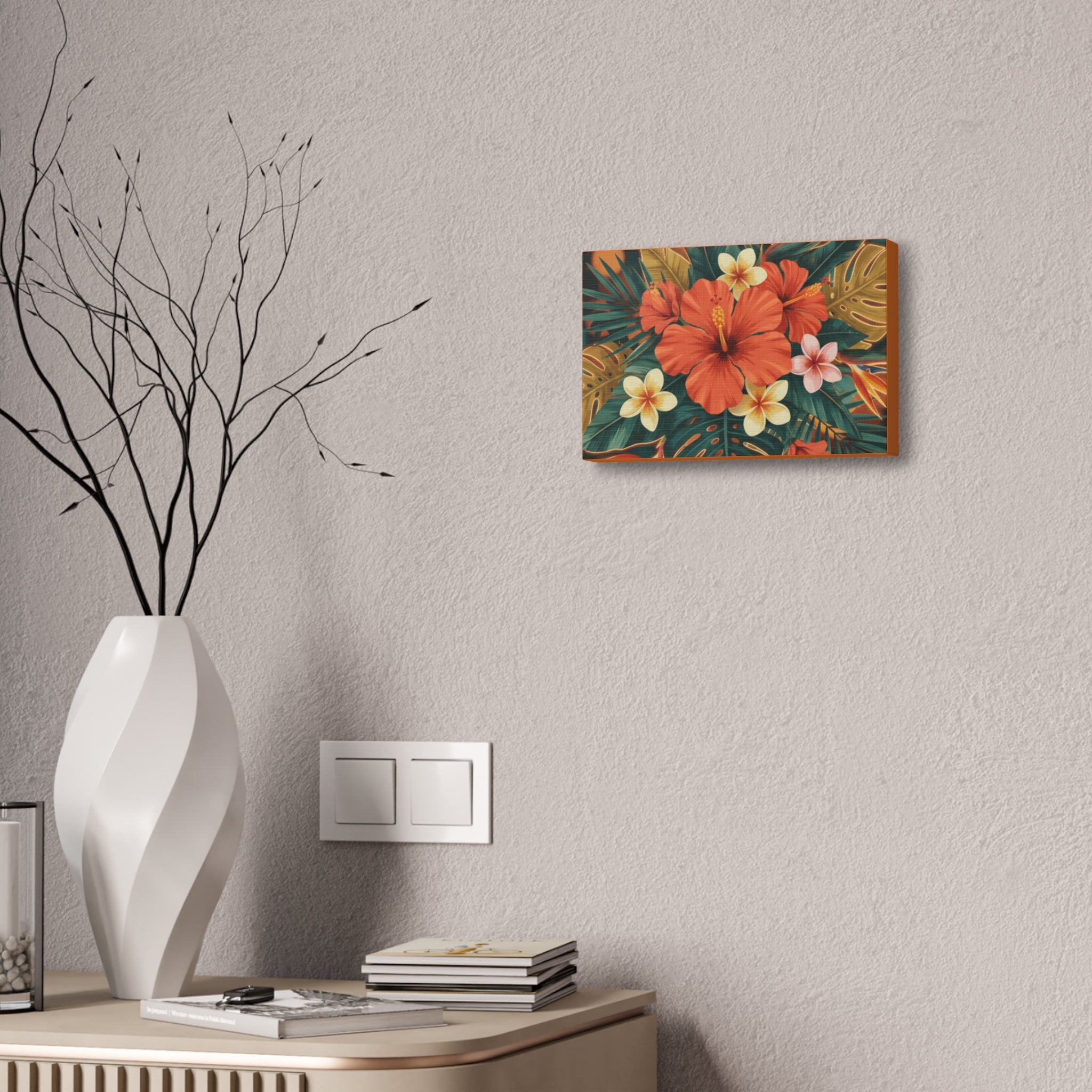 Tropical Hibiscus Canvas Wall Art — Vibrant Floral Stretched Canvas