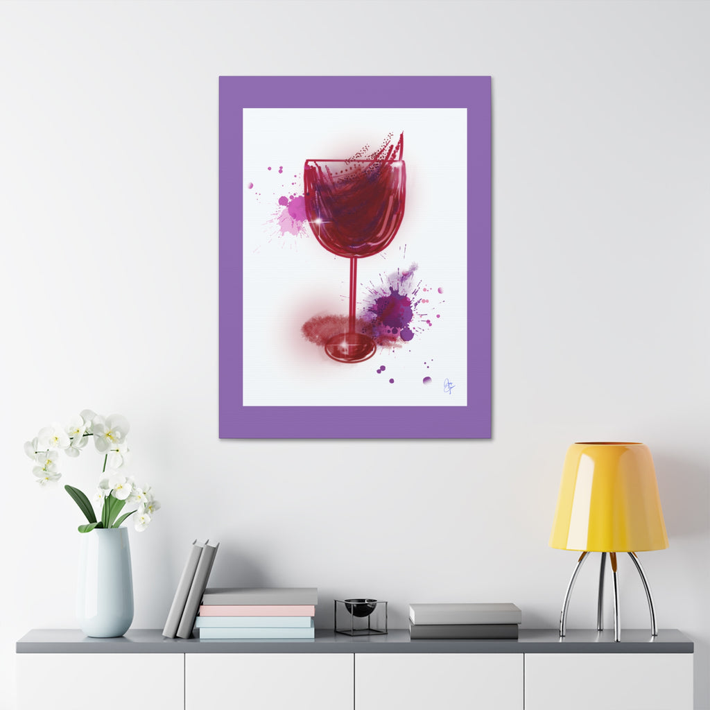 Wine Glass Art Canvas — Red Wine Splash Stretched Wall Art (1.5" Depth)