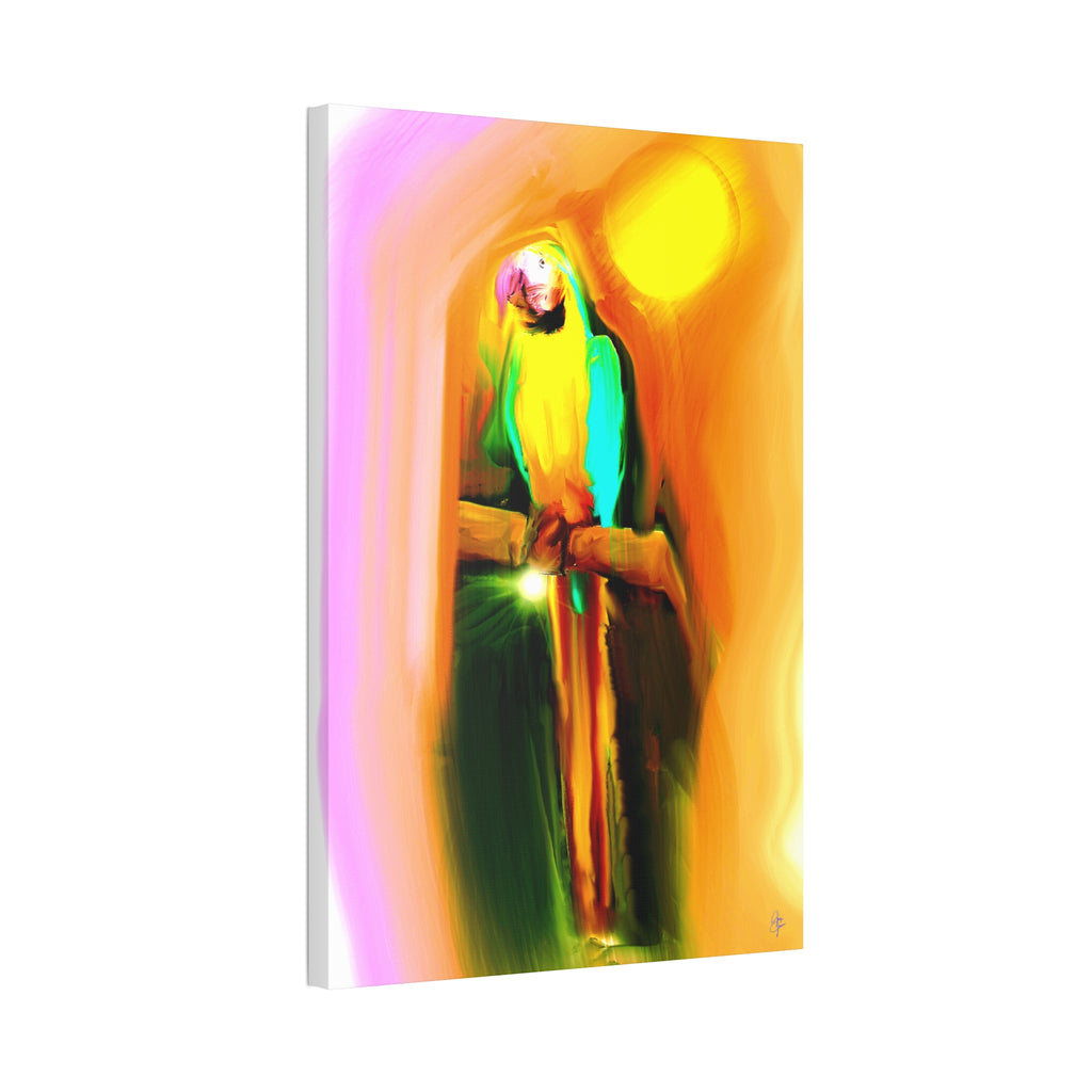 Tropical Parrot Canvas Print — Vibrant Sunlit Bird Wall Art