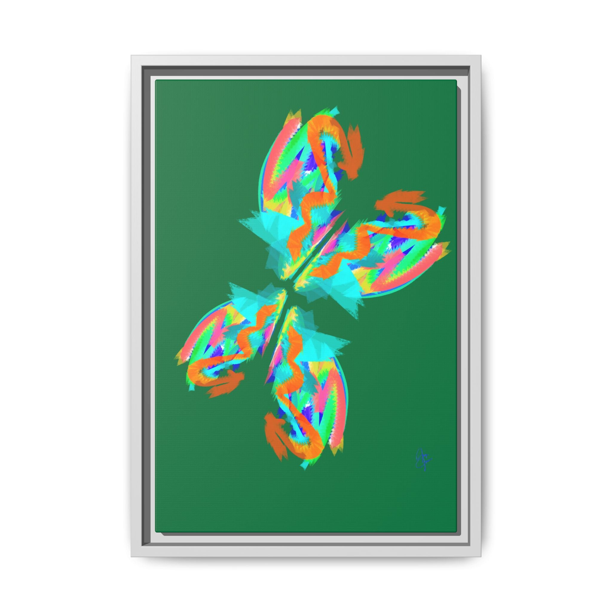 Framed Matte Canvas — Neon Abstract Butterfly Wall Art
