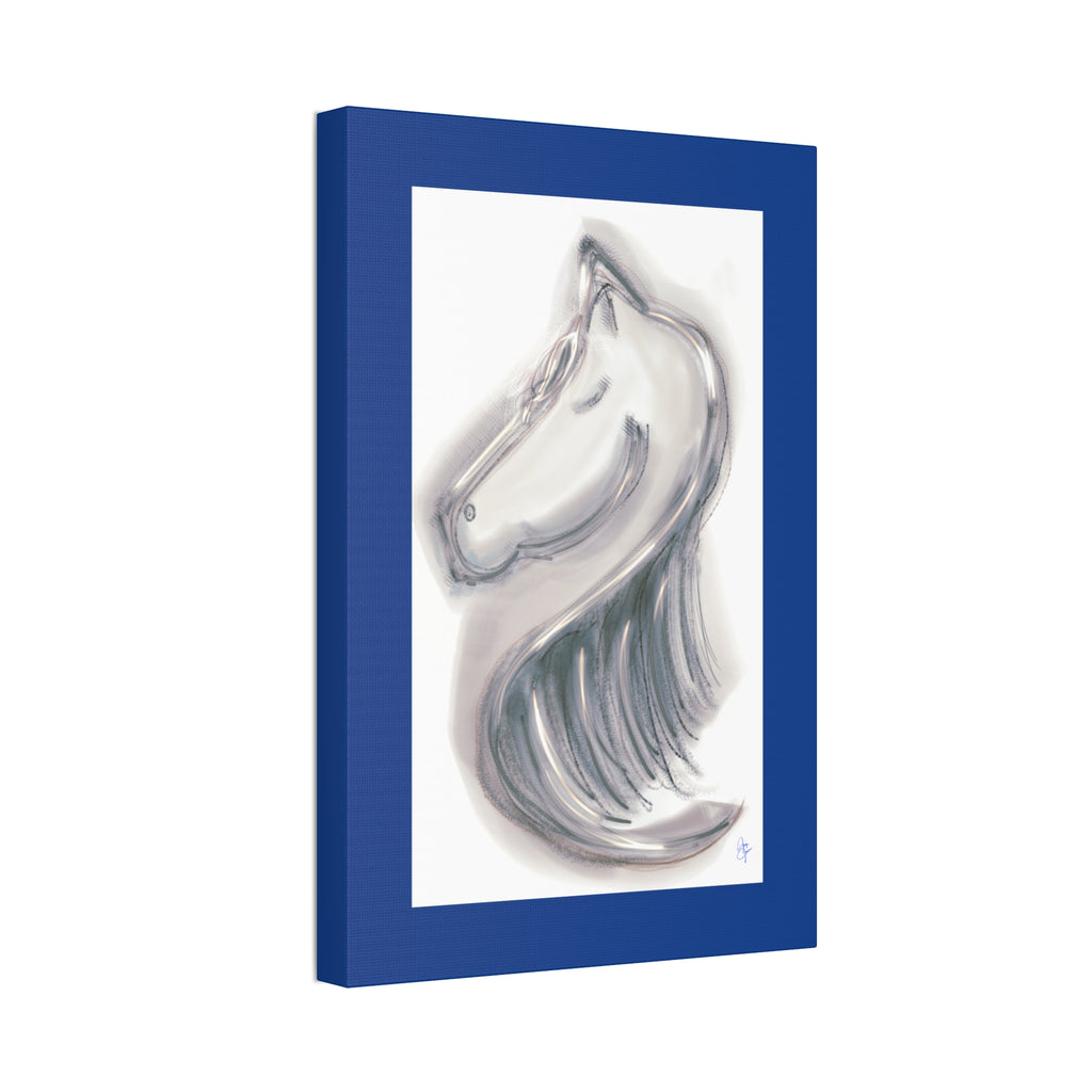 Silver Horse Head Canvas Art — Modern Minimalist Equestrian Wall Decor