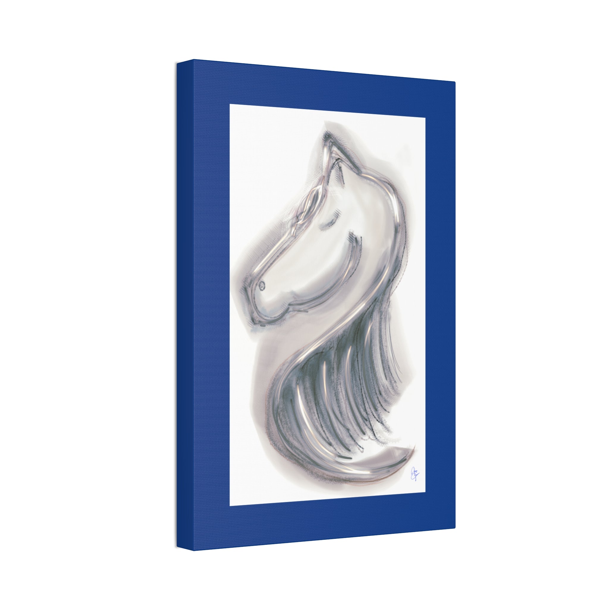 Silver Horse Head Canvas Art — Modern Minimalist Equestrian Wall Decor