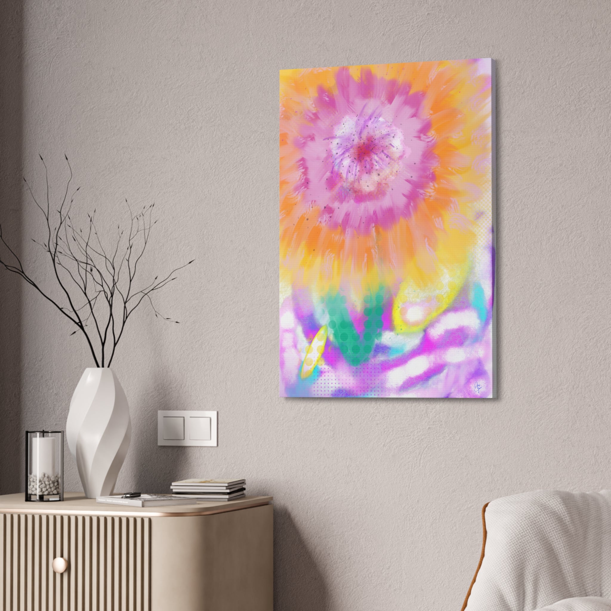Vibrant Sunburst Floral Canvas