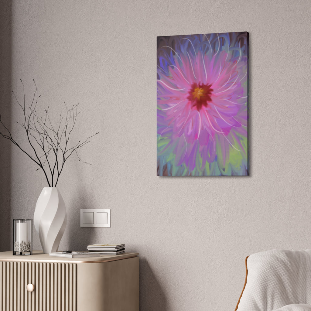 Pink Dahlia Floral Canvas Print — Stretched 1.5" Wall Art