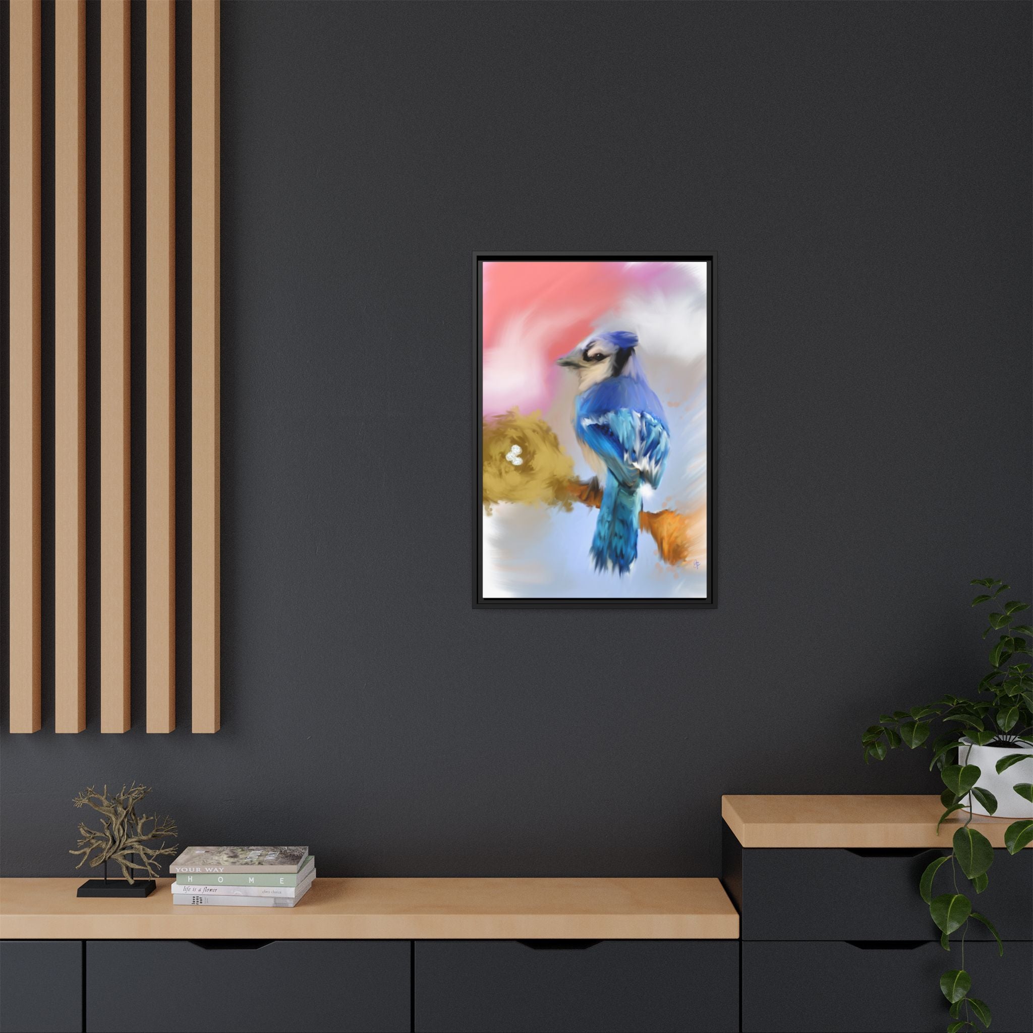 Blue Jay Art Print — Framed Matte Canvas Wall Art