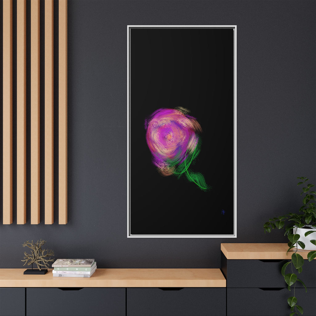 Abstract Rose Swirl Matte Framed Canvas — Multicolor Floral Wall Art