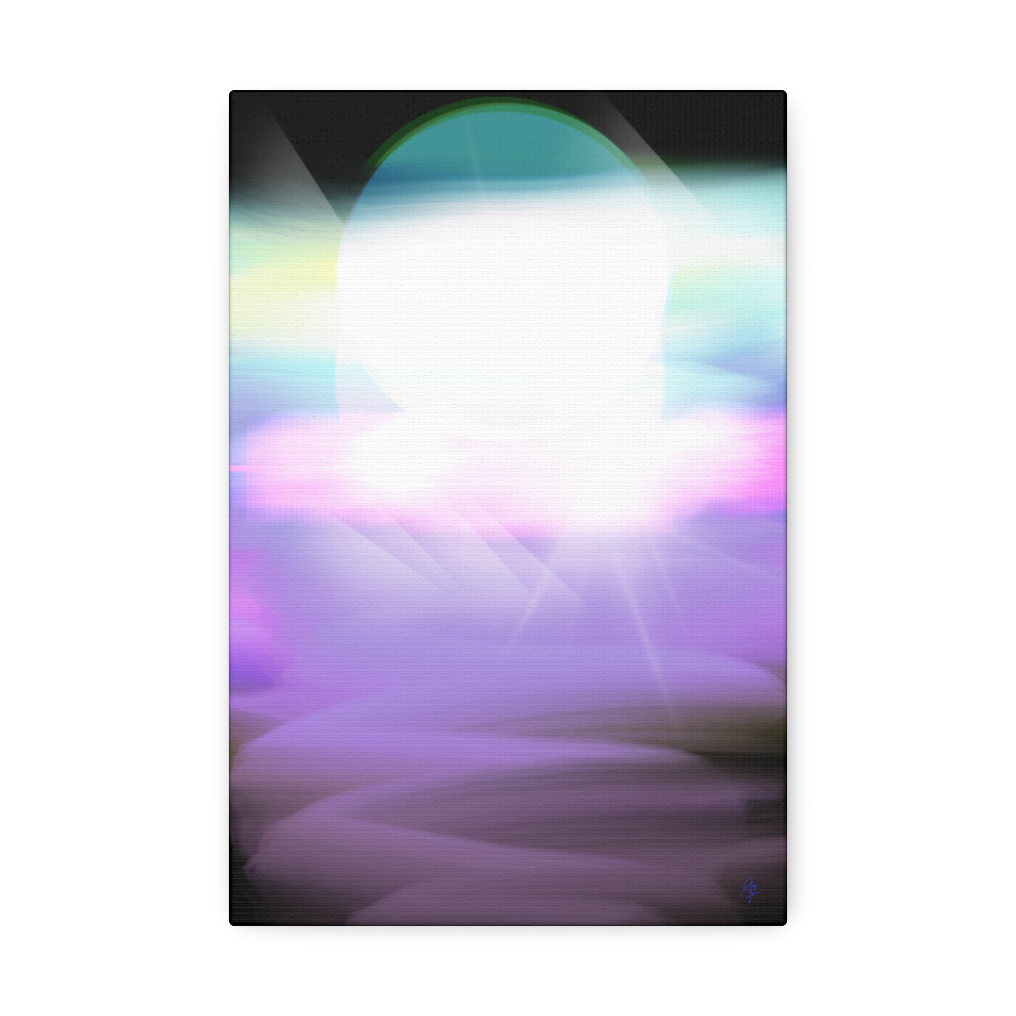 Abstract Neon Glow Canvas Print — Pastel Light Orb Stretched Wall Art