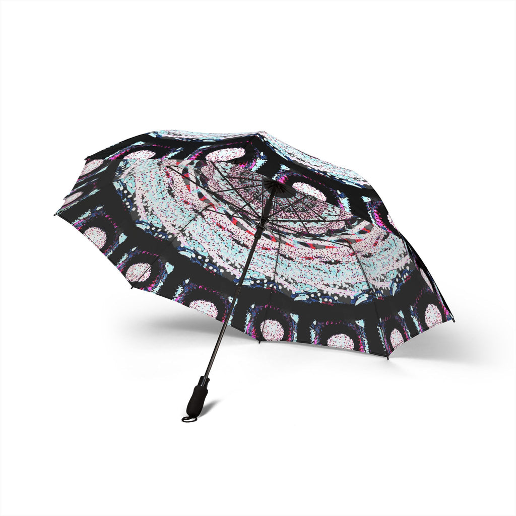Foldable Umbrella — Pink & Black Mandala Automatic-Open Rain Umbrella