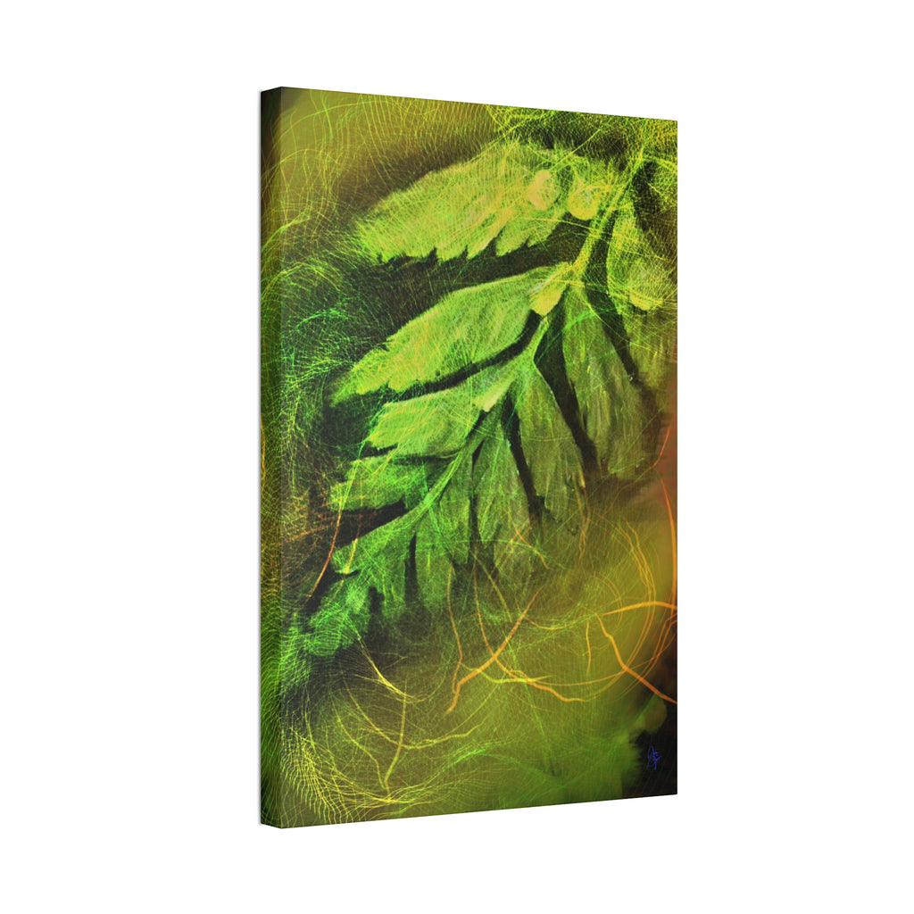 Botanical Leaf Art Canvas — Green Fern Stretched Canvas (1.5" Depth)