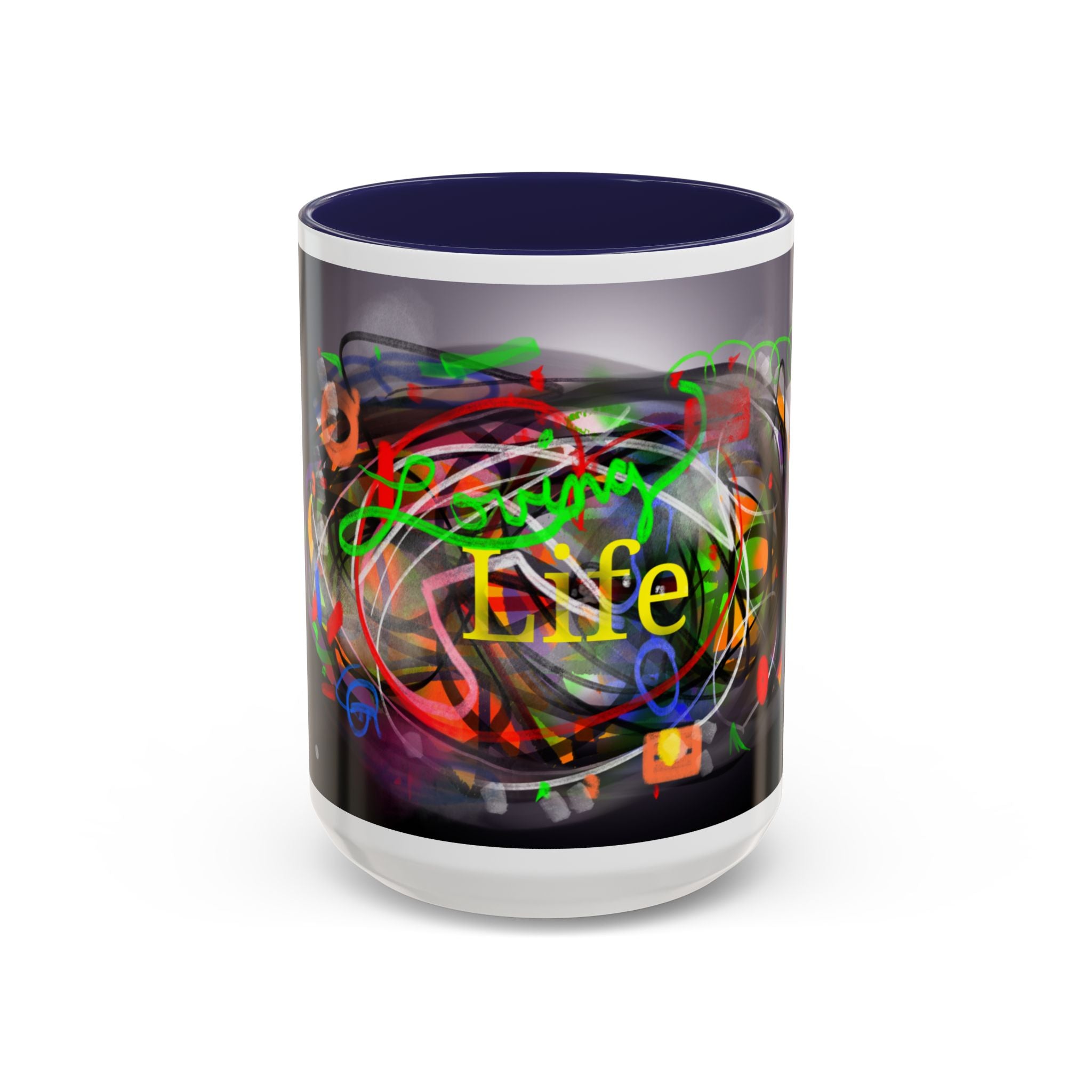 Abstract 'Live Your Life' Accent Coffee Mug — Colorful Artistic Ceramic Mug (11/15oz)