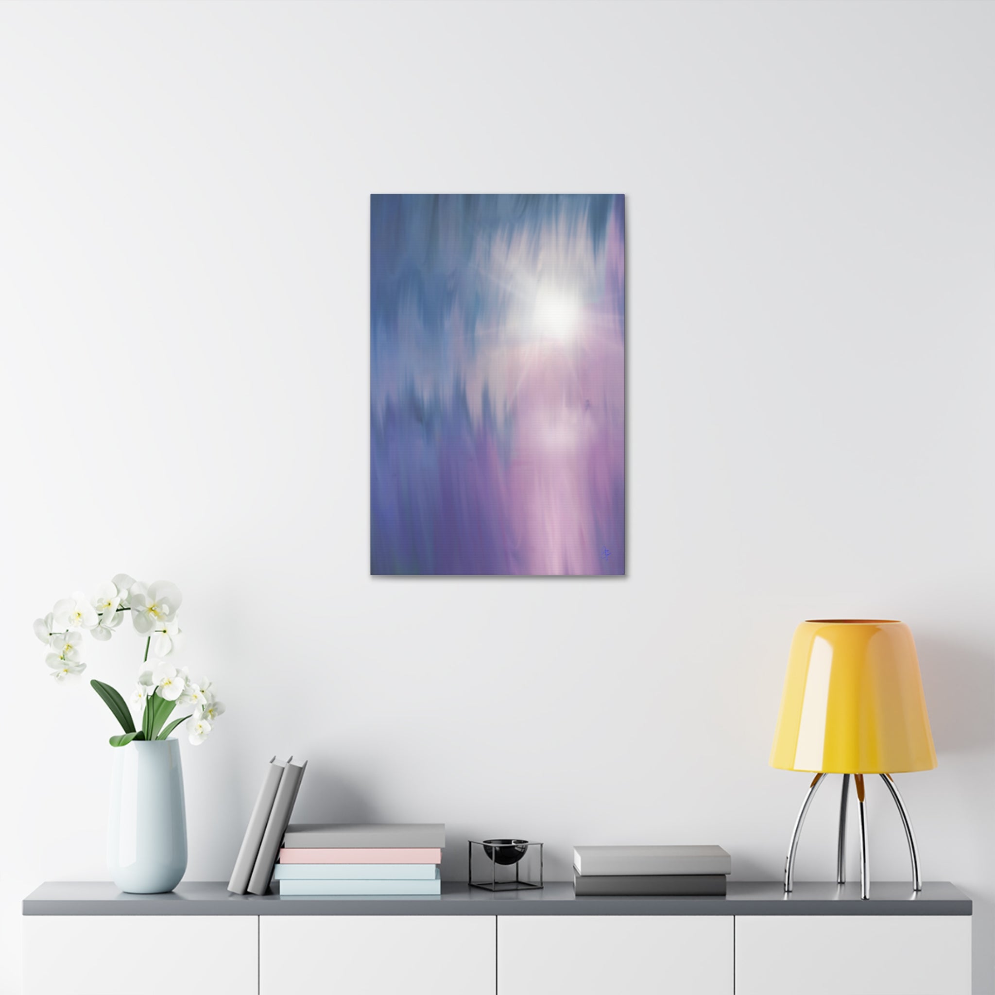 Abstract Dawn Canvas Art – Purple & Blue Gradient Stretched Canvas