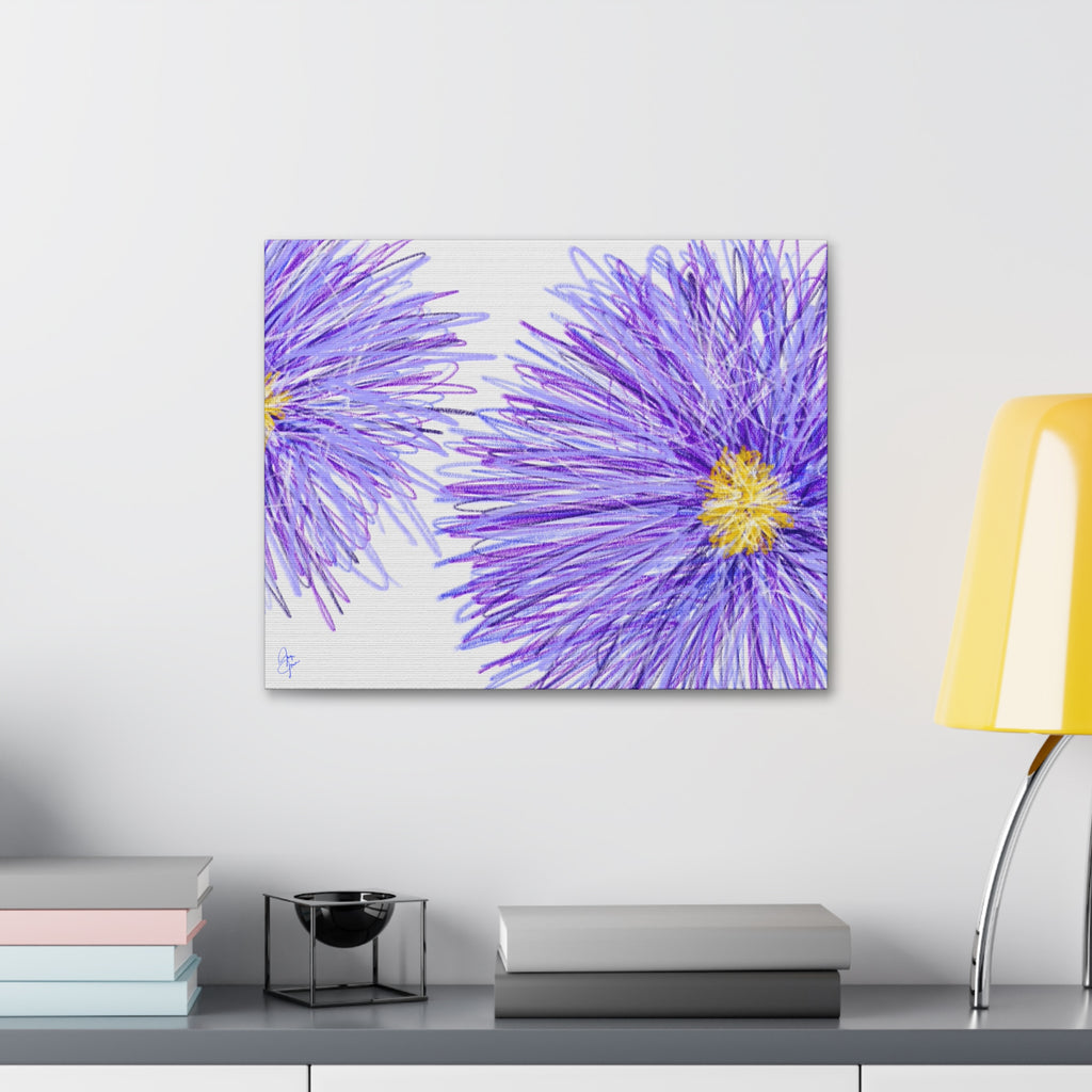 Purple Aster Floral Canvas Wrap – Vibrant Botanical Wall Art, 1.5" Stretched