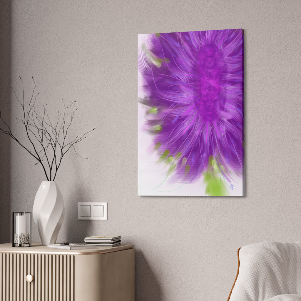 Purple Floral Burst Canvas Print – Abstract Flower Wall Art (Stretched 1.5")