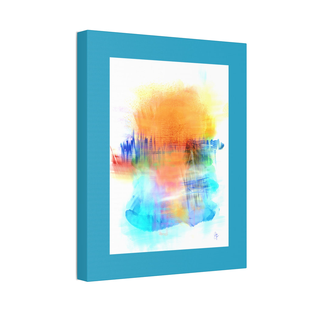 Abstract Color Burst Canvas — Vibrant Orange & Blue Stretched Wall Art