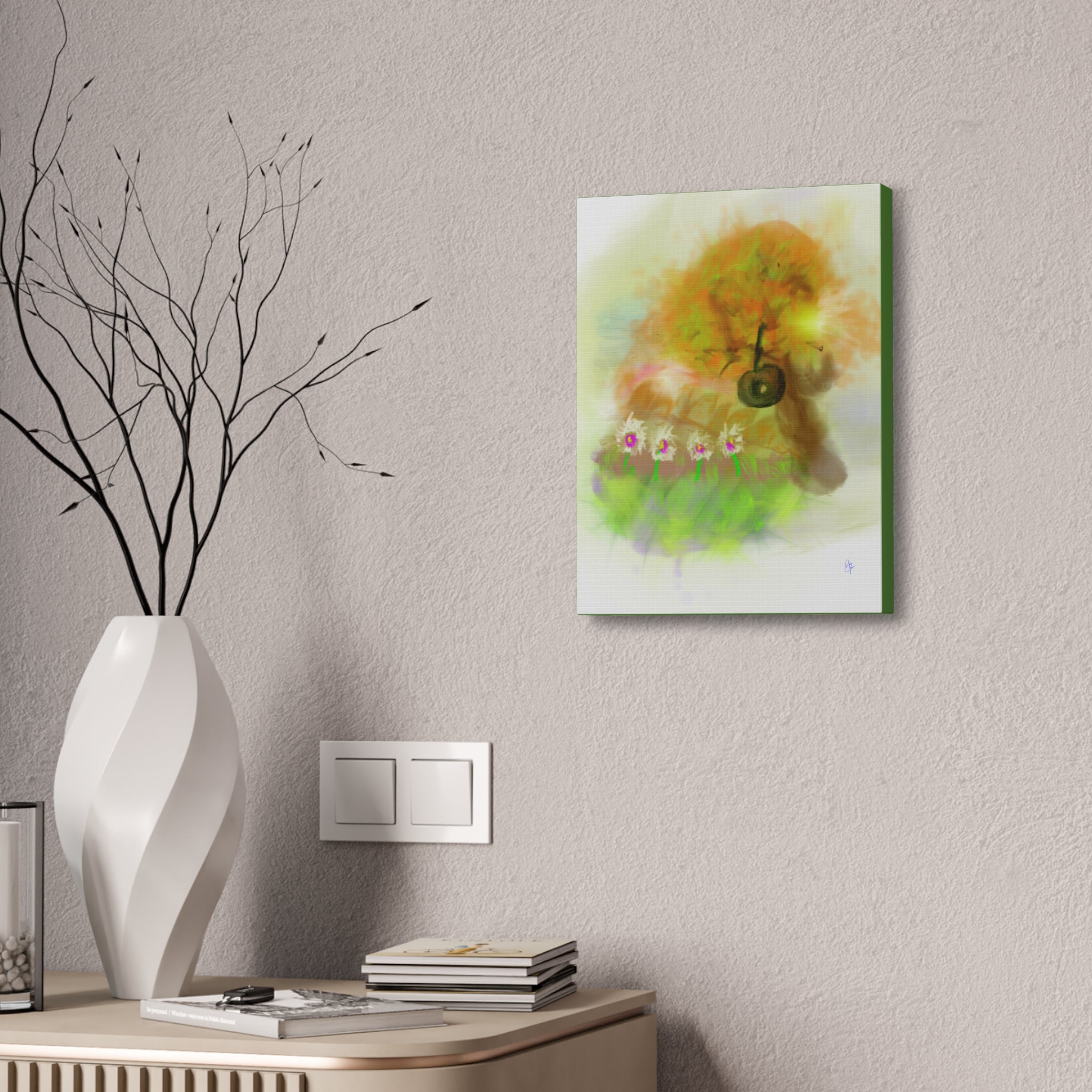 Whimsical Yard Canvas Print — Tire Swing & Broken Fence Stretched 1.5"