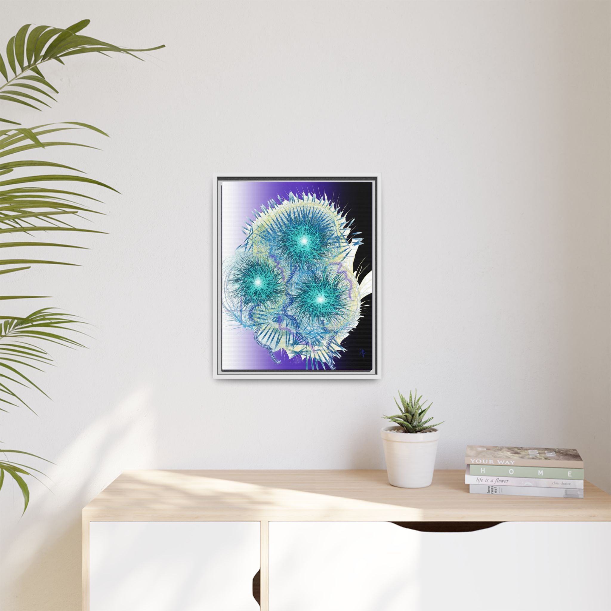 Dandelion Abstract Print Matte Canvas Framed Wall Art