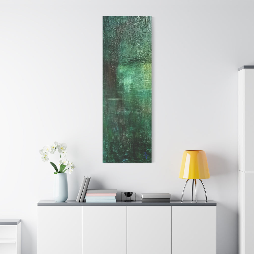 Emerald Abstract Matte Canvas Wall Art — Green Textured Stretched Canvas