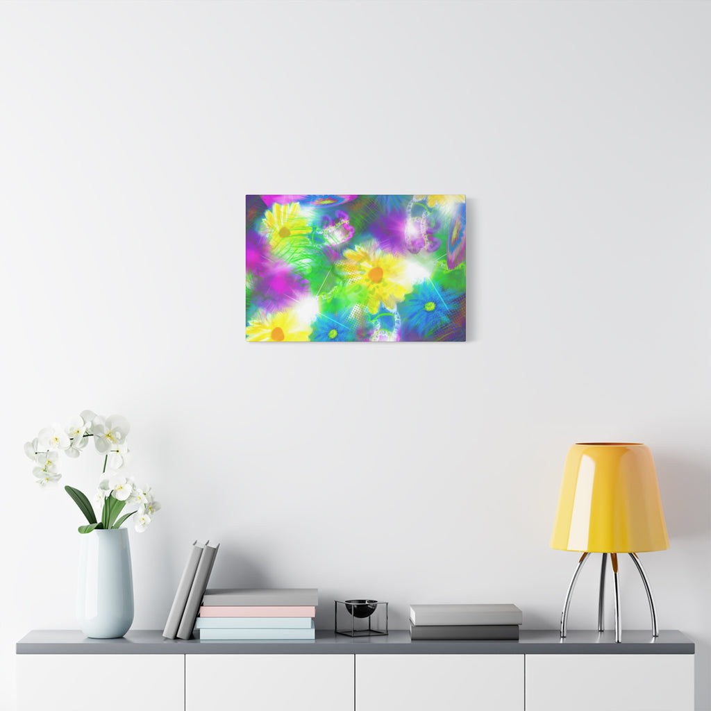 Bright Floral Abstract Matte Canvas Wall Art — Vibrant Daisy Pop