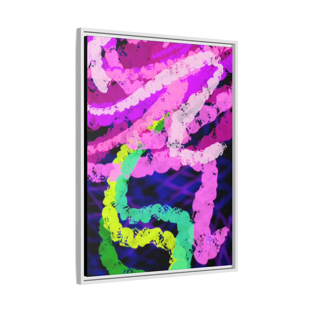 Framed Matte Canvas - Neon Rose Abstract Wall Art