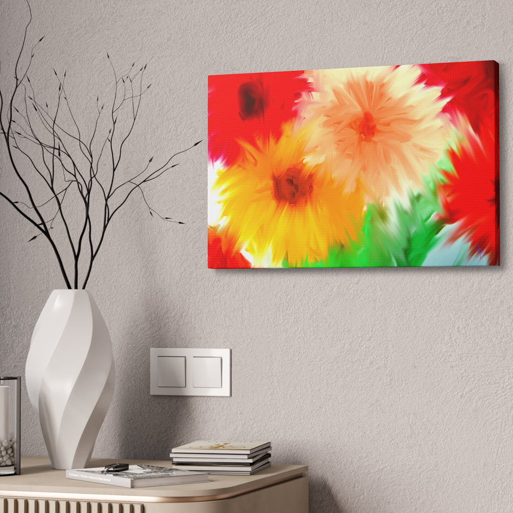 Bright Floral Abstract Canvas Wall Art — Stretched 1.5"