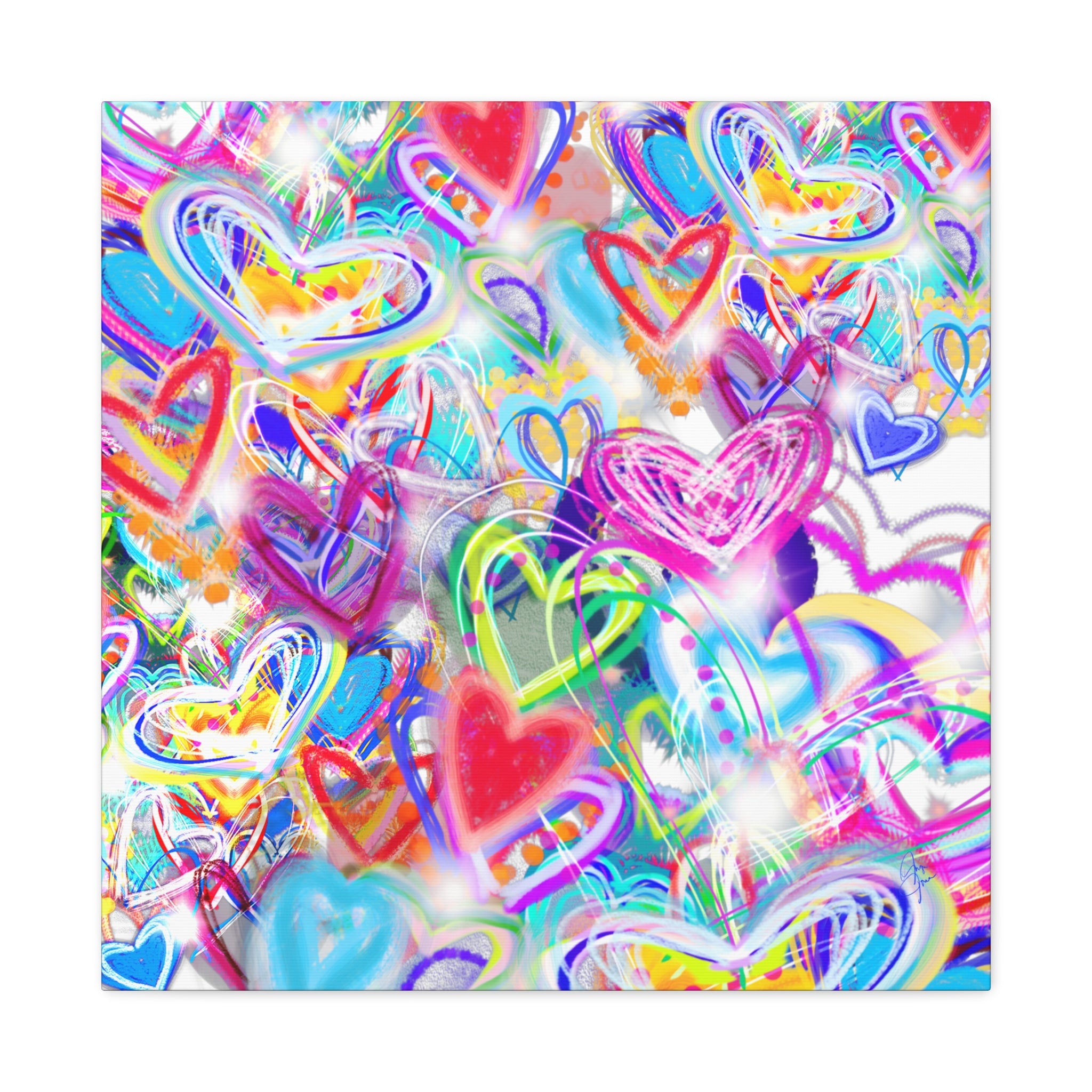 Colorful Heart Graffiti Matte Canvas