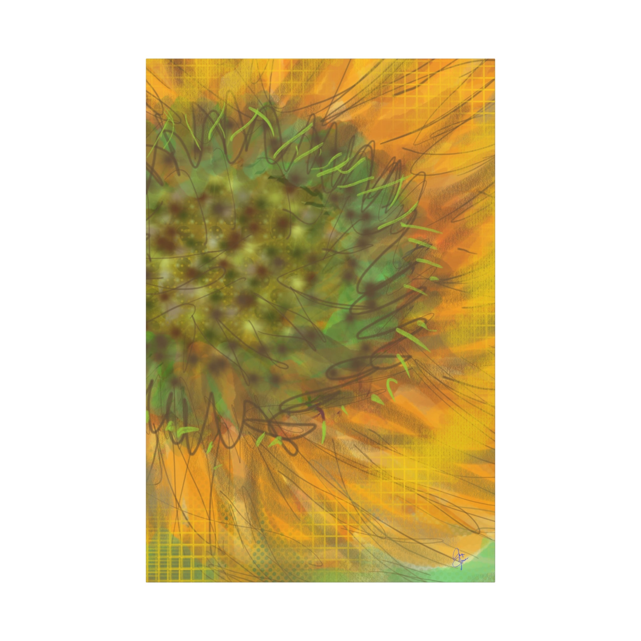 Sunflower Burst Matte Canvas Wall Art — Orange Stretched Canvas Print