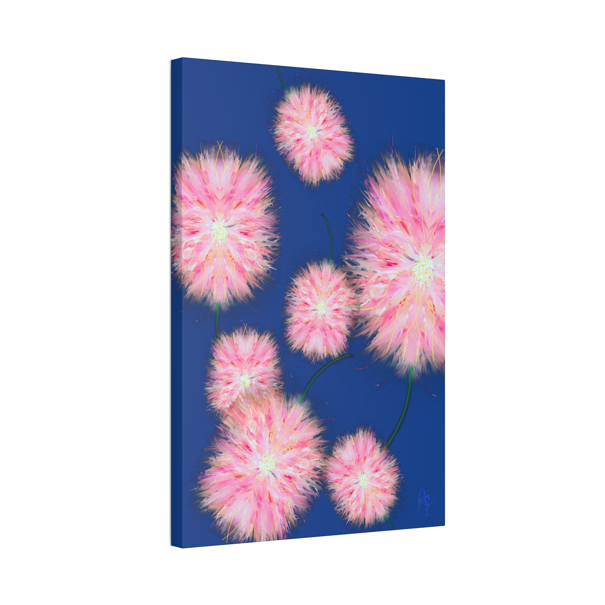 Pink Dandelion Burst Canvas Print — Stretched 1.5" Floral Wall Art