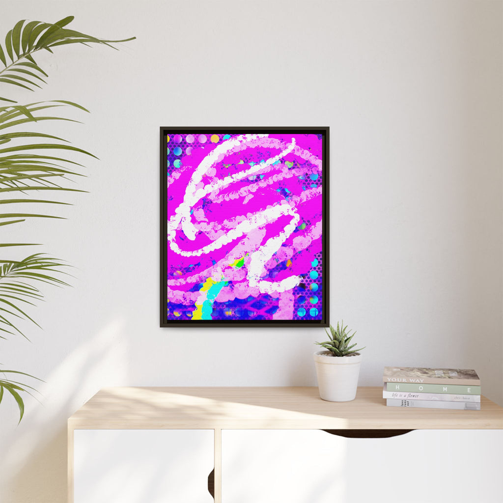 Abstract Neon Pop Art Matte Canvas — Framed Multi‑Color Wall Art
