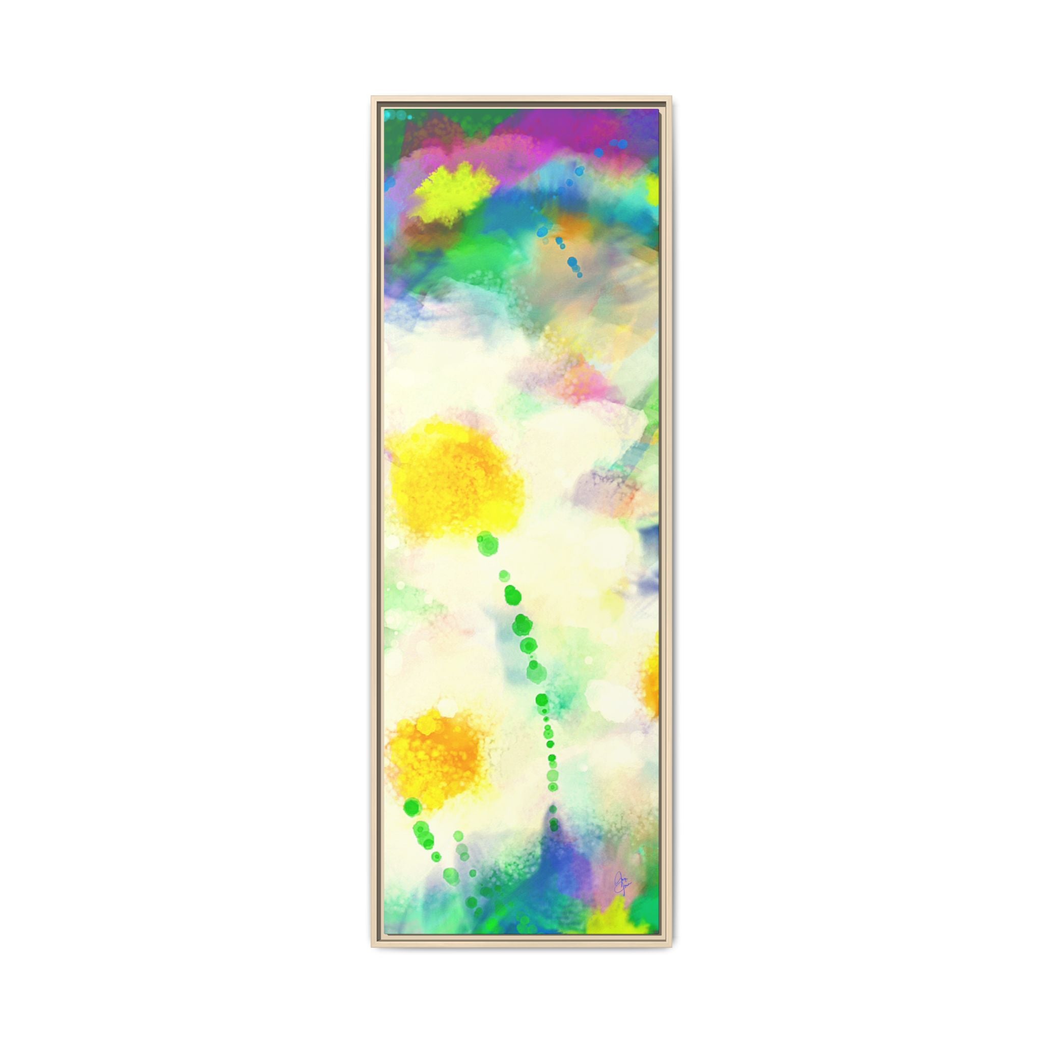 Framed Matte Canvas - Watercolor Yellow Floral Abstract Wall Art