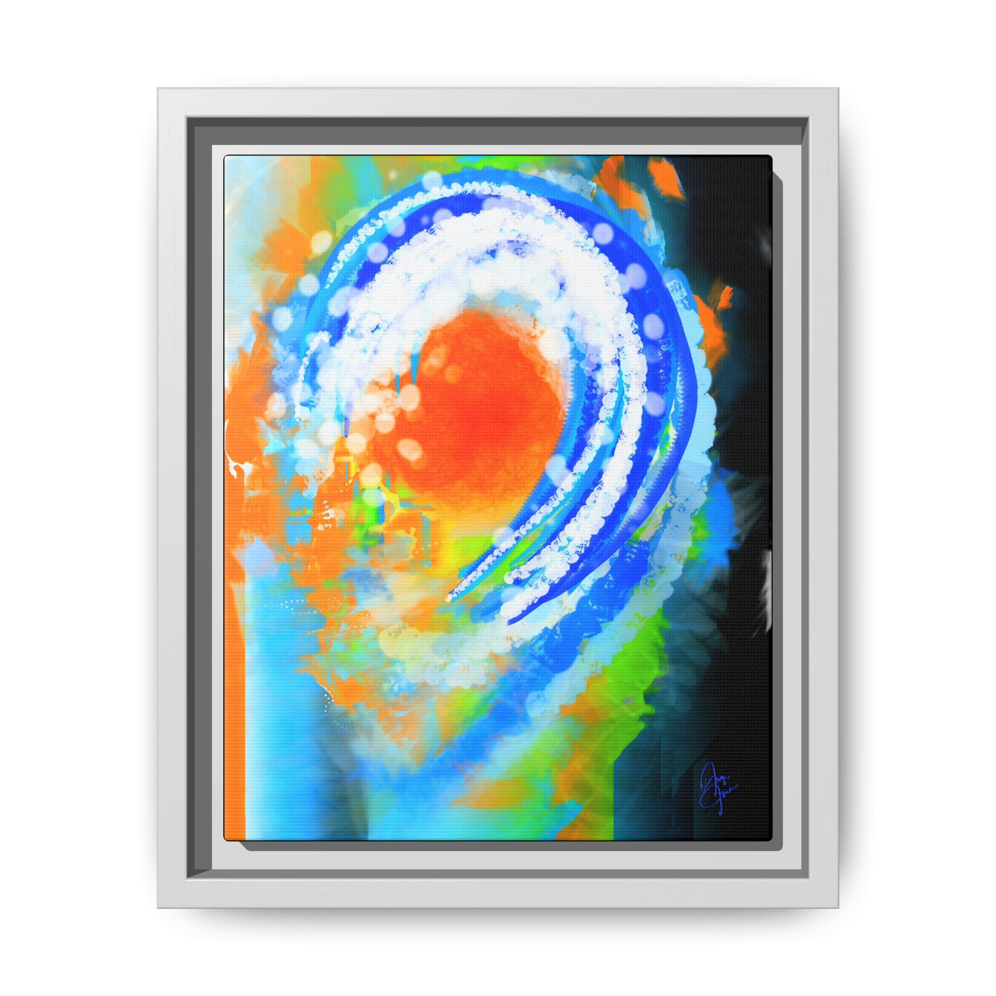 Abstract Ocean Wave Matte Canvas Print — Framed Multi‑Color Wall Art