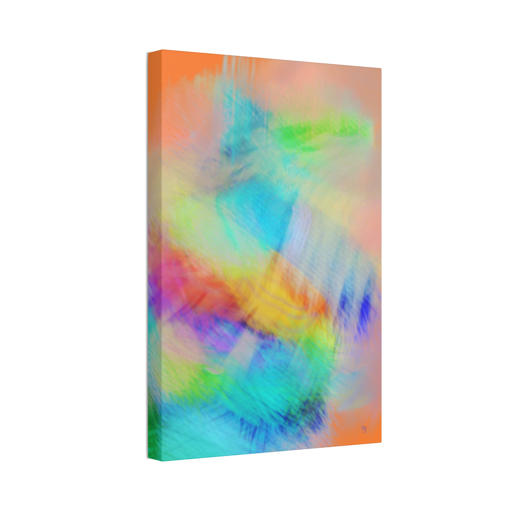 Abstract Pastel Watercolor Canvas Wall Art – Vibrant Rainbow Clouds Stretched Canvas