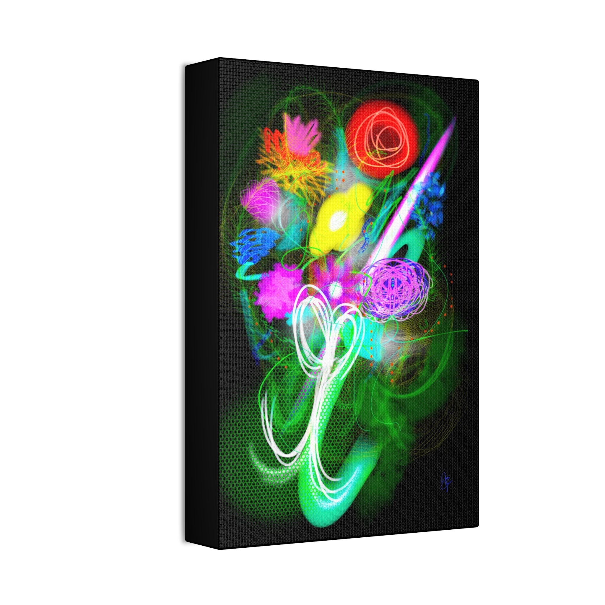 Neon Floral Abstract Canvas Print — Vibrant Glow Wall Art