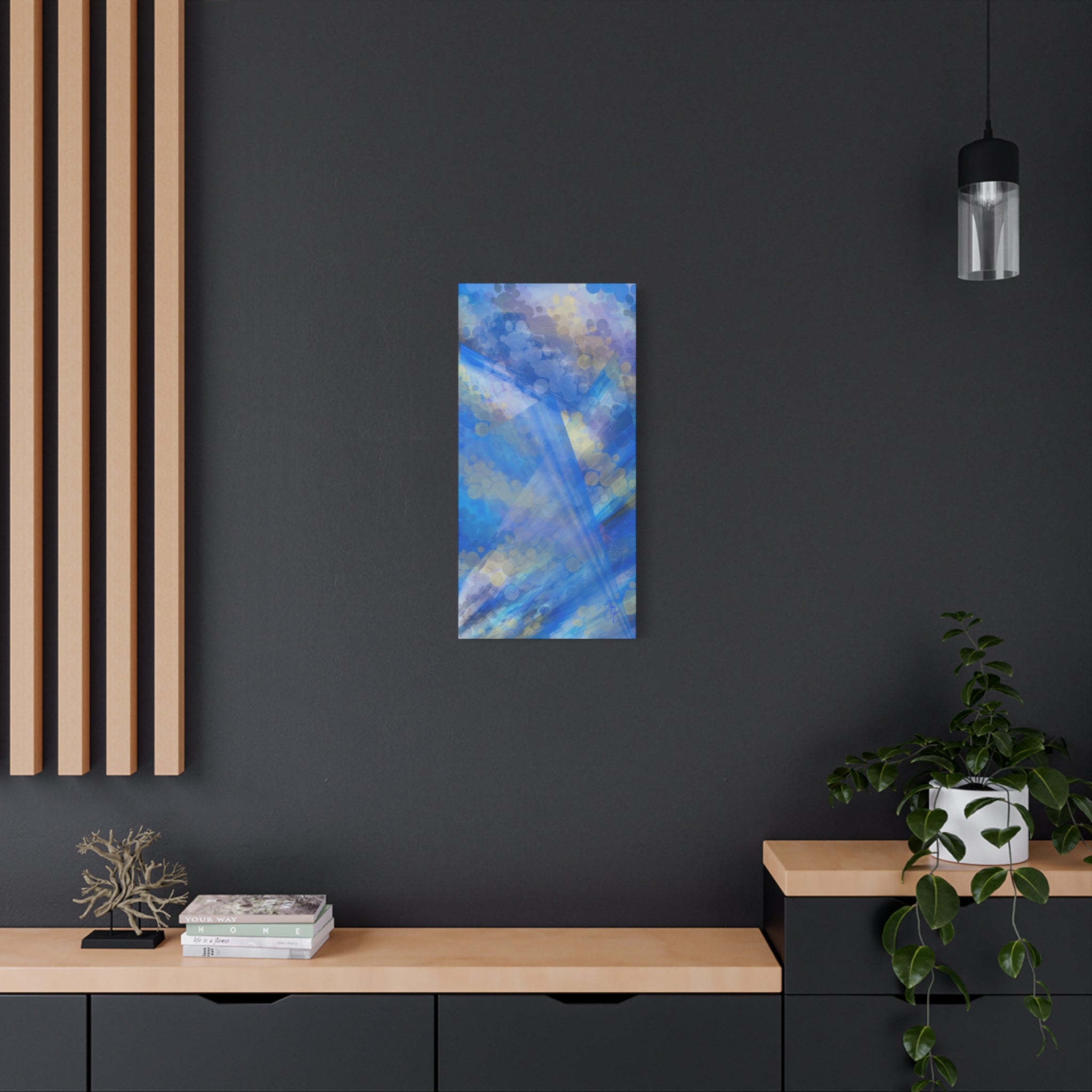 Abstract Blue Bokeh Matte Canvas Wall Art