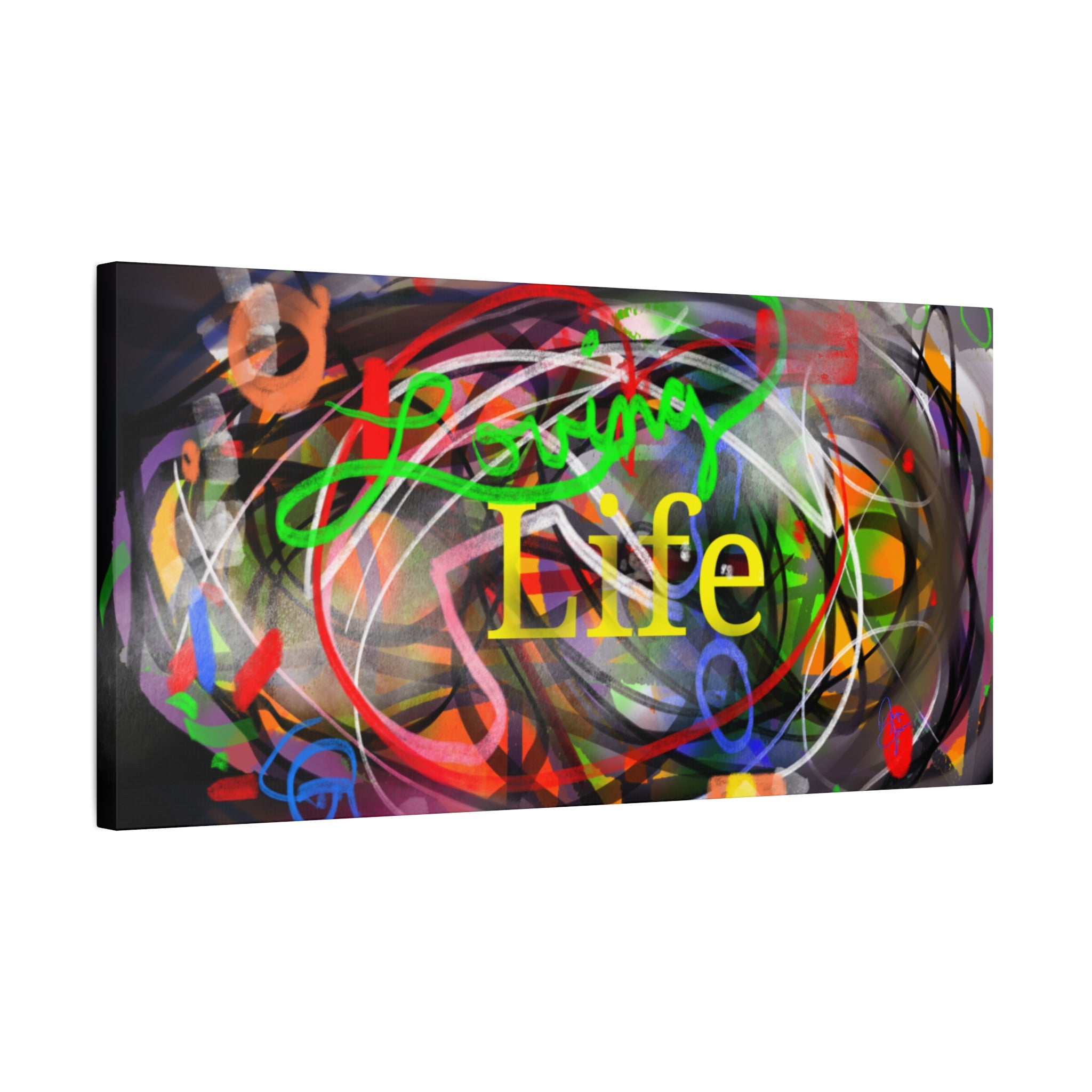 Loving Life Abstract Canvas Wall Art – Colorful Modern Stretched Matte Print