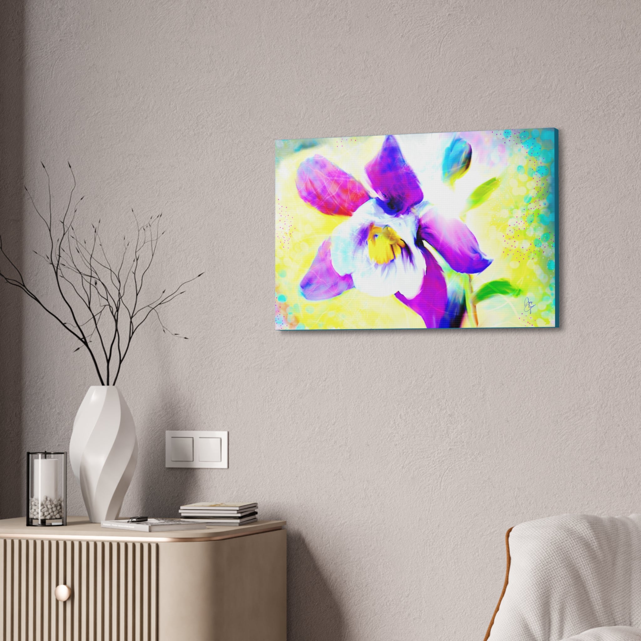 Purple Orchid Canvas Wall Art - Vibrant Floral Stretched Canvas