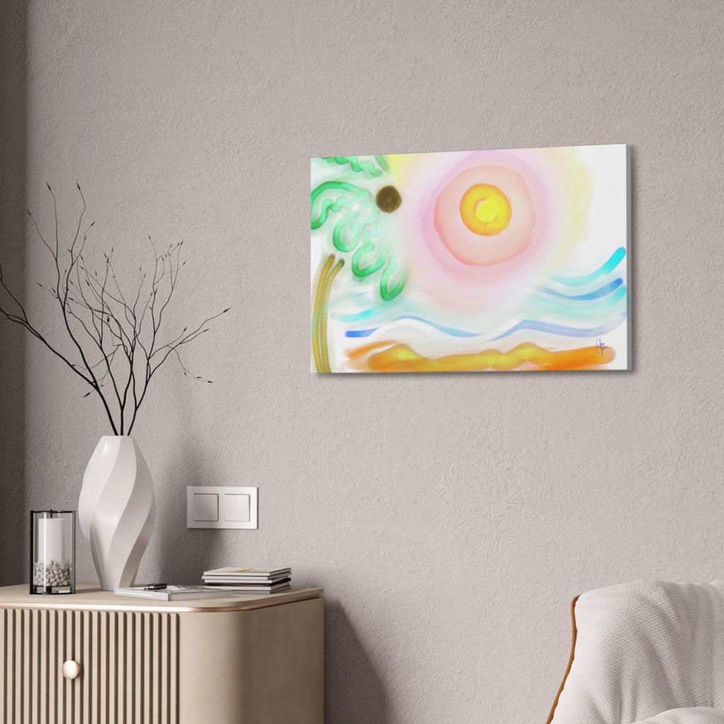 Tropical Sunrise Canvas Wall Art — Stretched 1.5" Beach Landscape Print