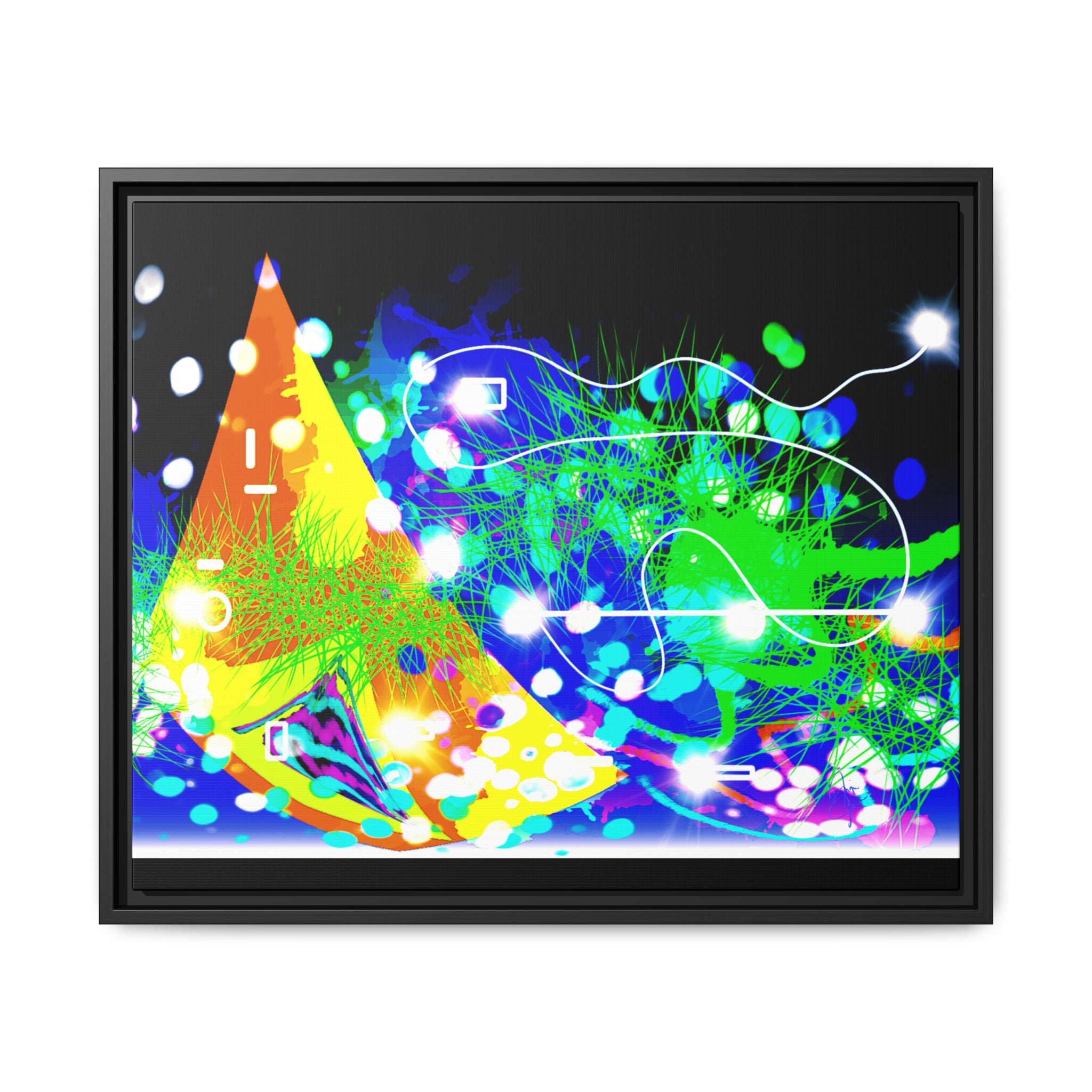 Abstract Neon Wave Matte Canvas Framed Art