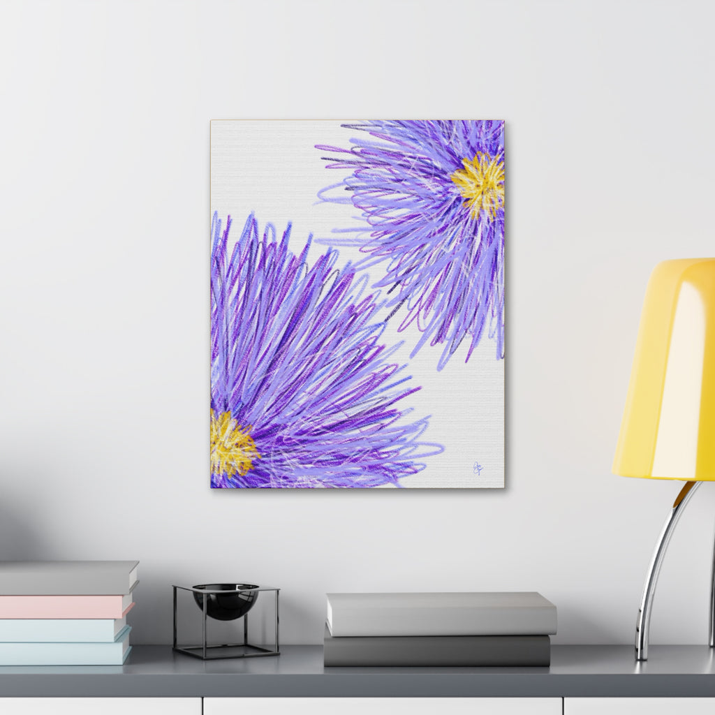 Purple Aster Floral Canvas Wrap – Vibrant Botanical Wall Art, 1.5" Stretched