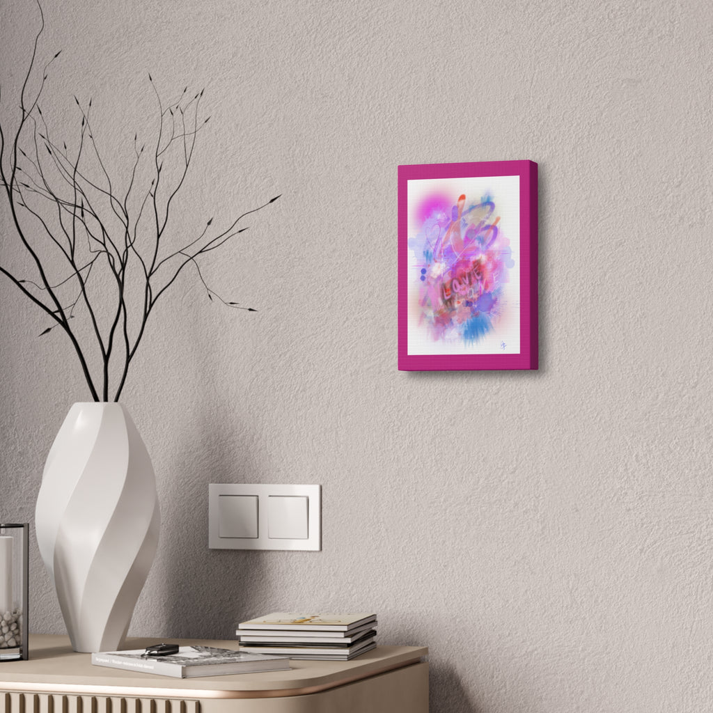 Love Vibes Canvas Wall Art — Pink Abstract Stretched Canvas