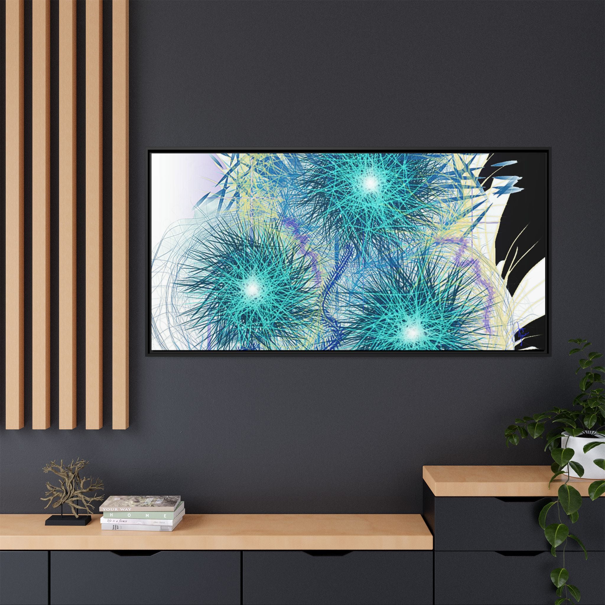Dandelion Abstract Print Matte Canvas Framed Wall Art