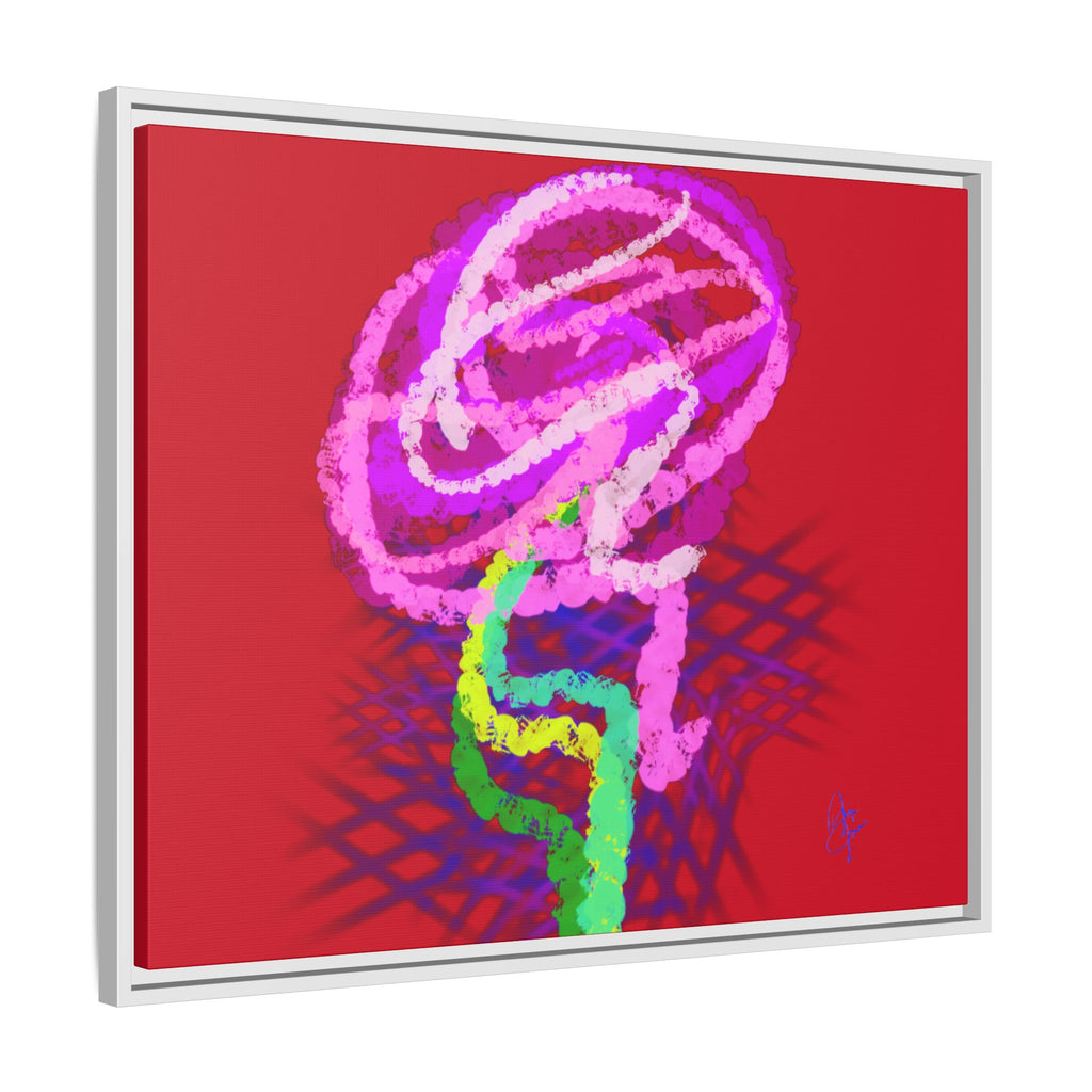 Framed Matte Canvas - Neon Rose Abstract Wall Art